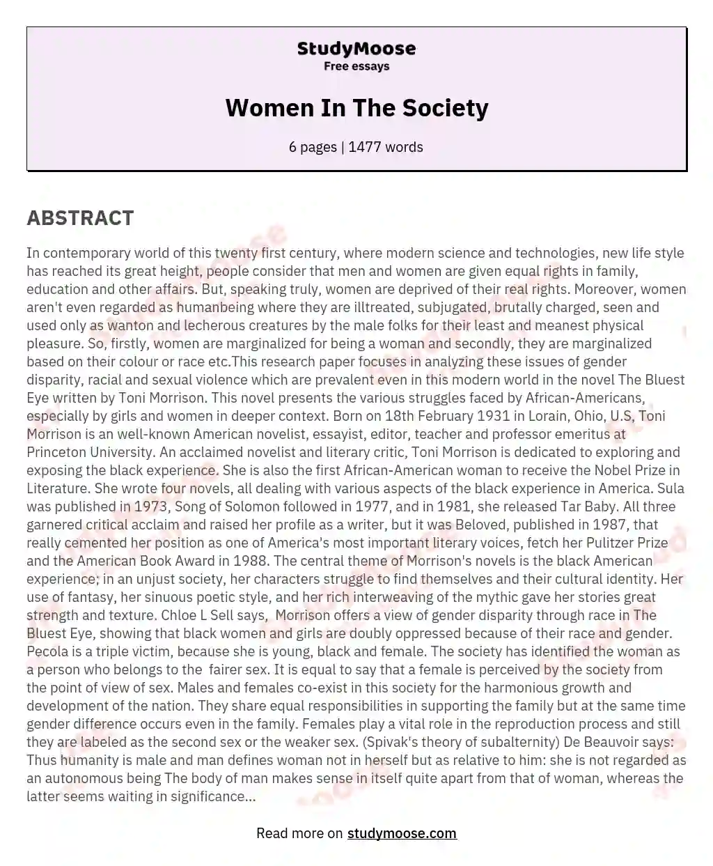 Women In The Society essay