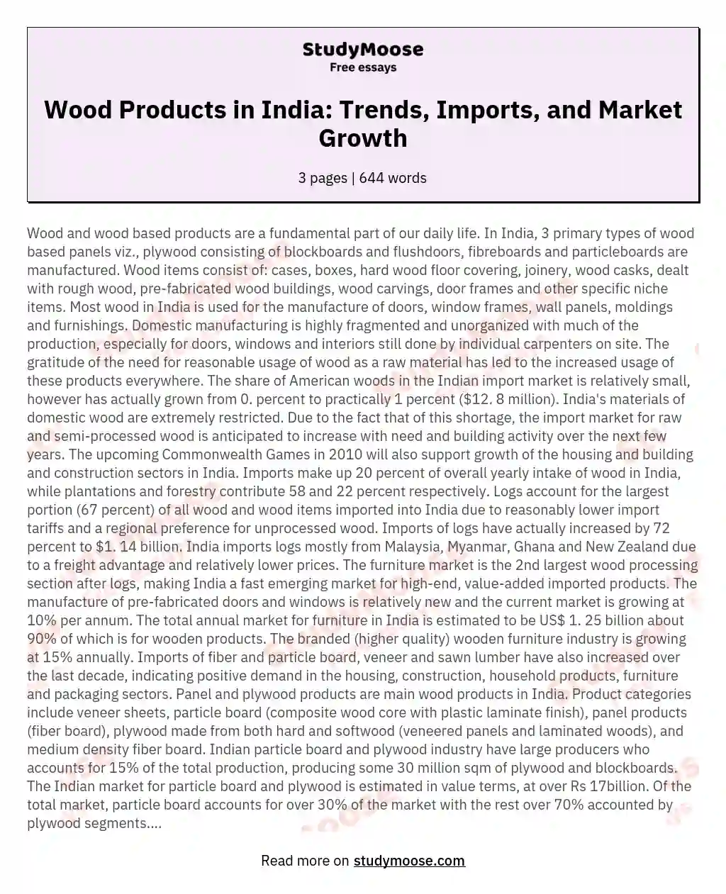 Wood Products in India: Trends, Imports, and Market Growth essay