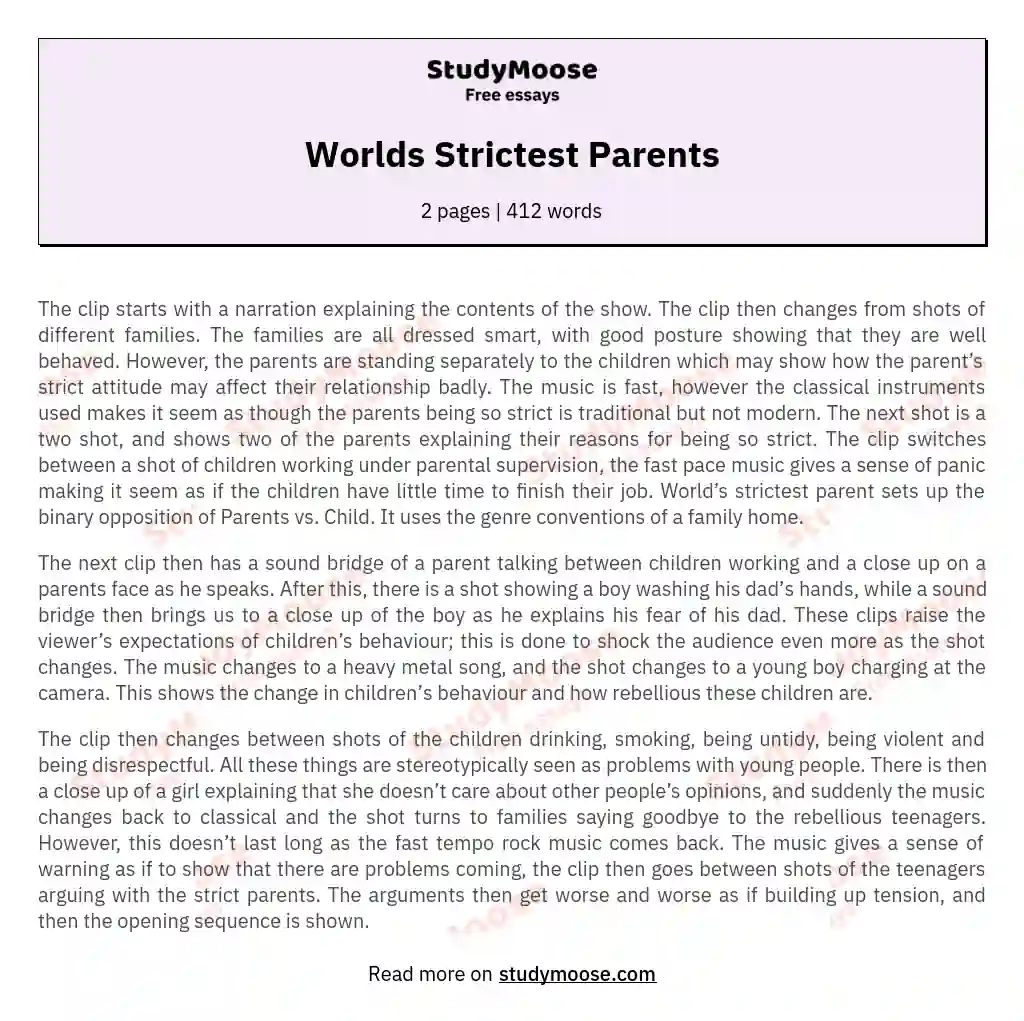 Worlds Strictest Parents essay