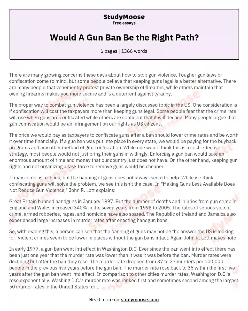 Would A Gun Ban Be the Right Path?