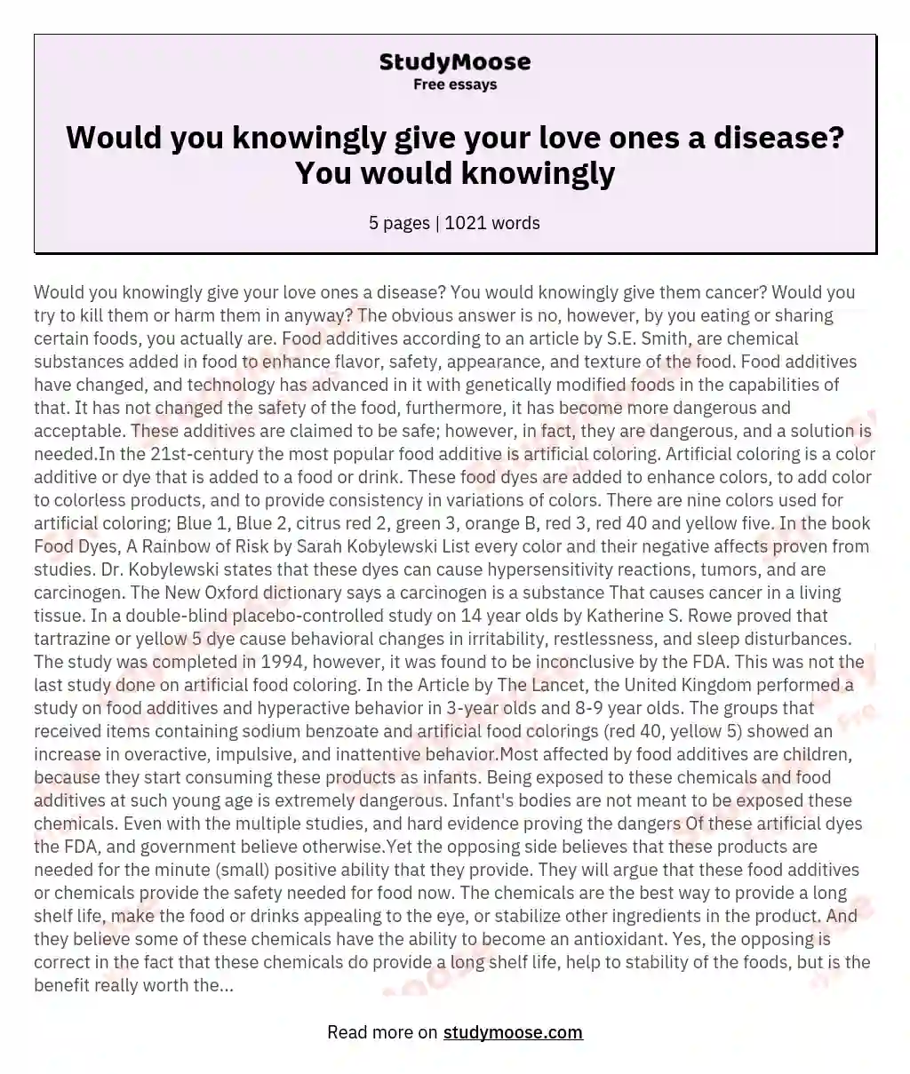Would you knowingly give your love ones a disease? You would knowingly