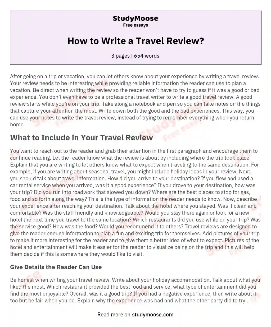 how to write a review essay example
