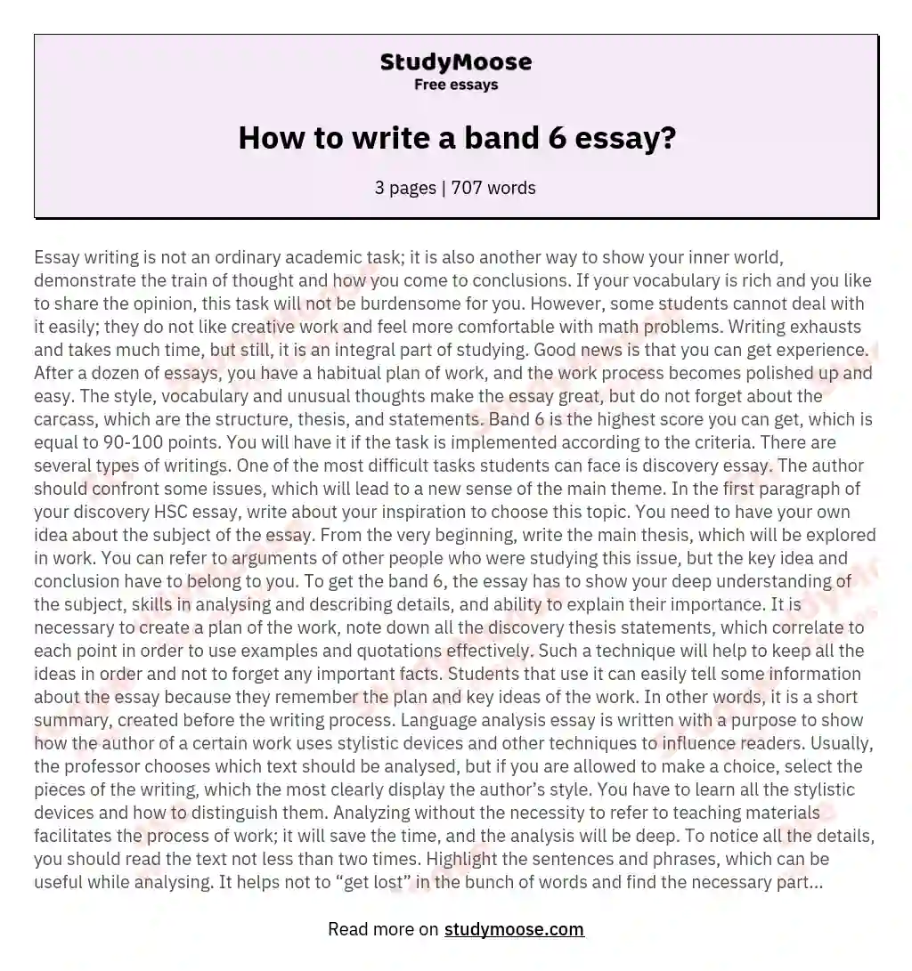 How to write a band 6 essay? essay