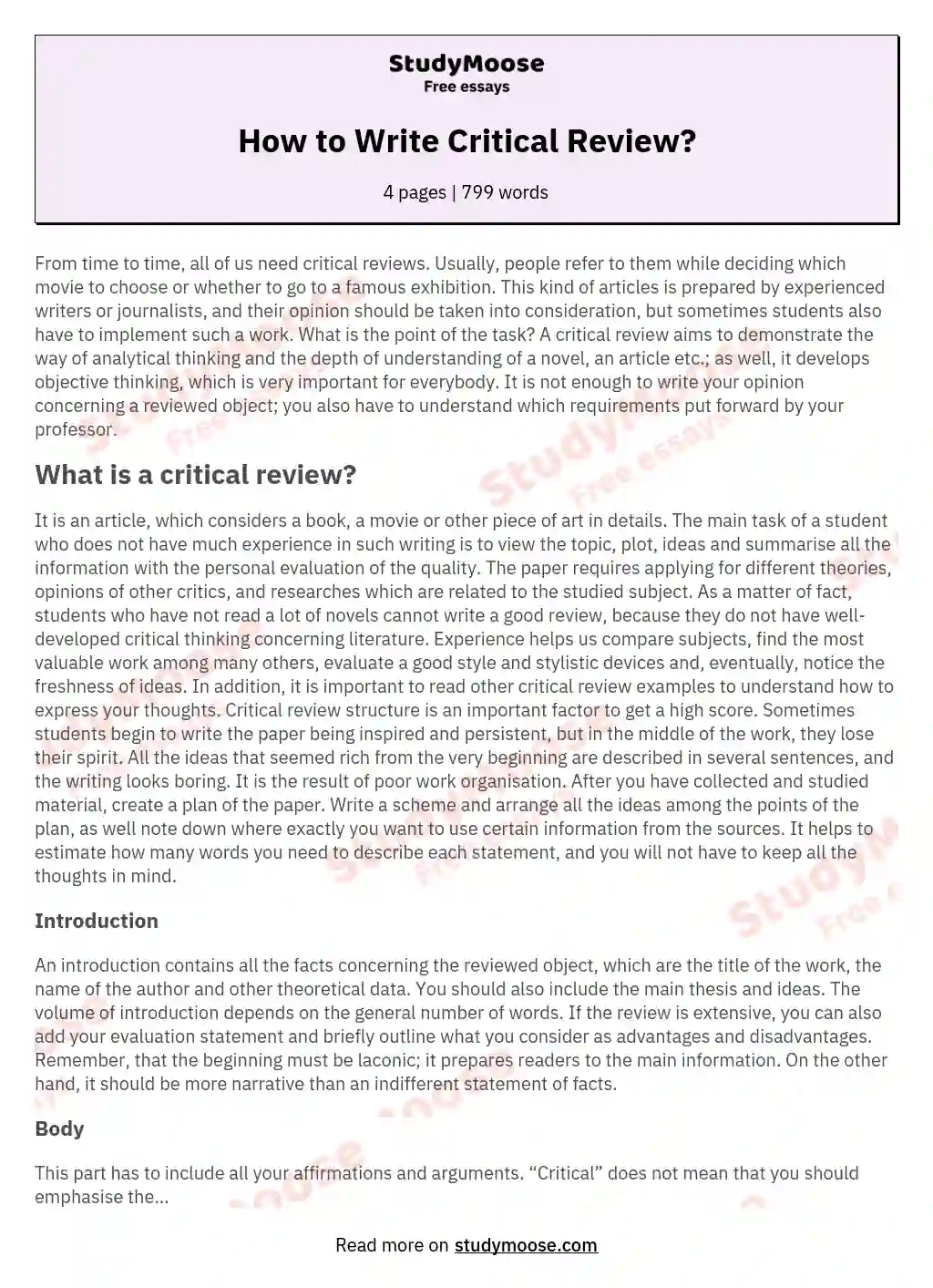 review essay book