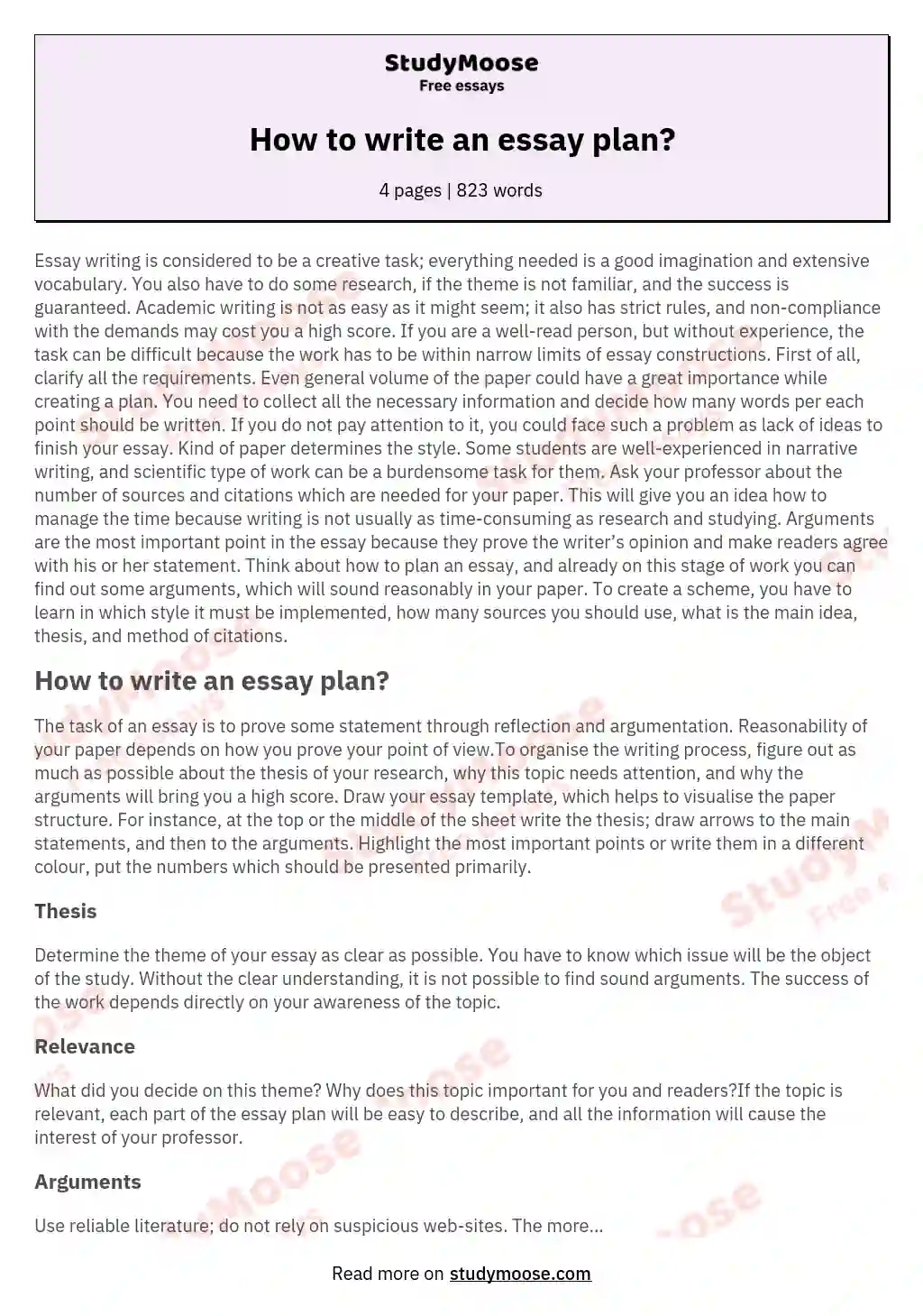 How to write an essay plan? essay