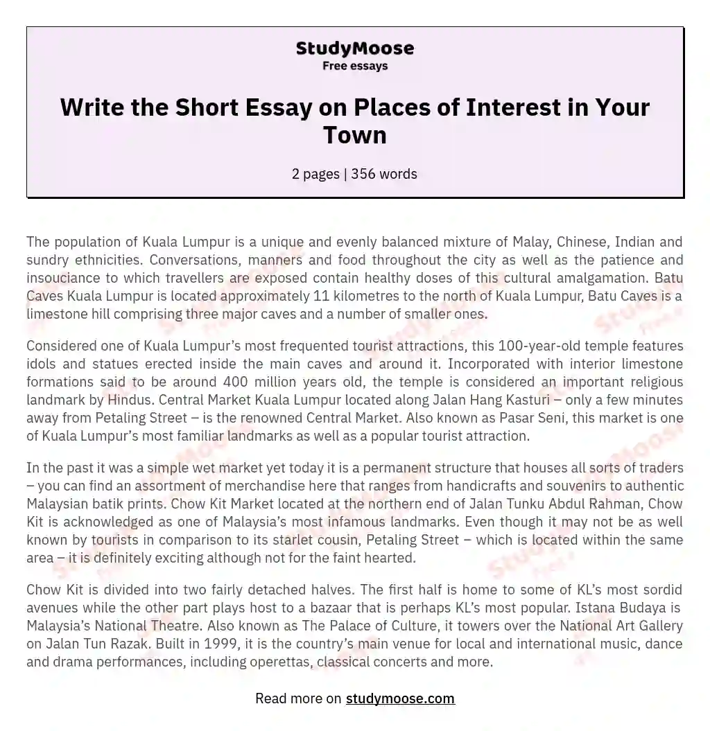 places of interest essay