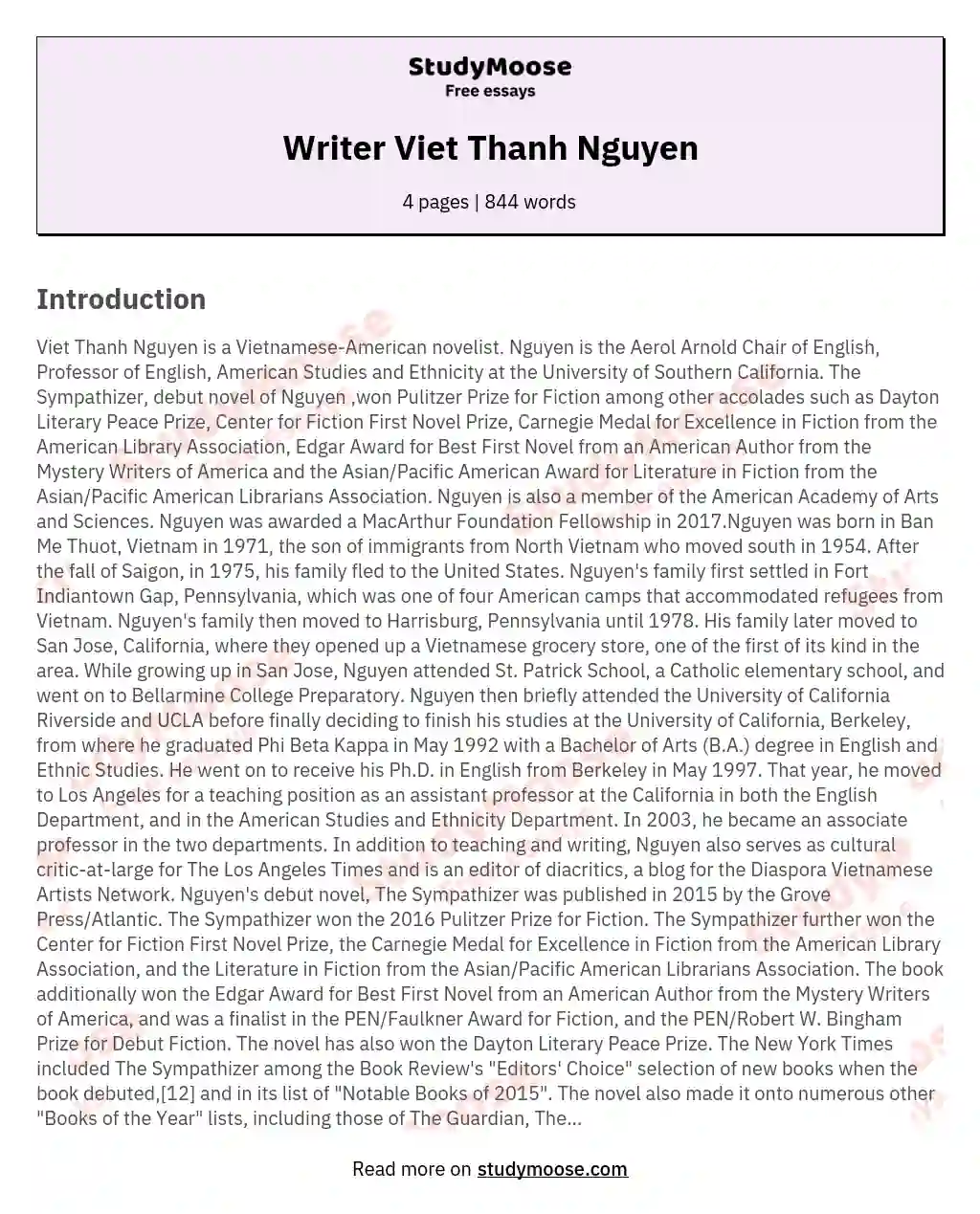 Writer Viet Thanh Nguyen essay