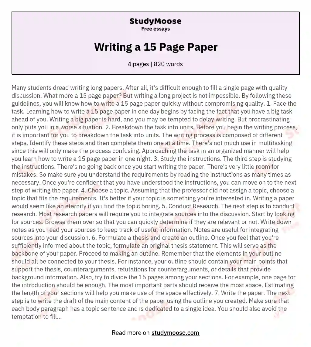  15 Page Research Paper Example How To Write The Results Section Of A 