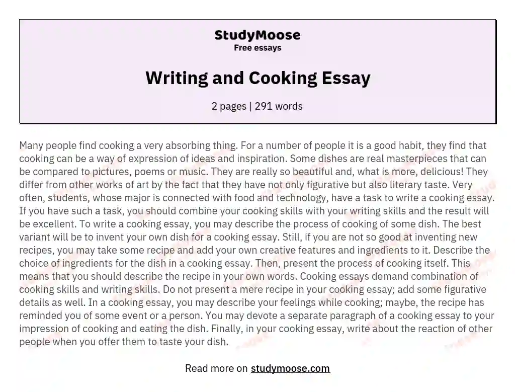 Writing and Cooking Essay essay