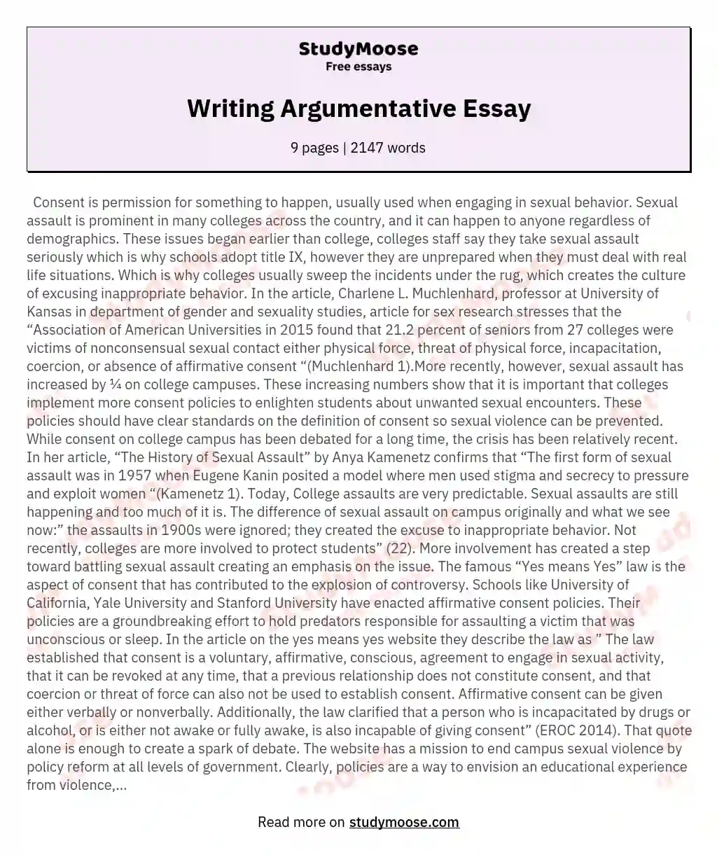 Writing Argumentative Essay essay