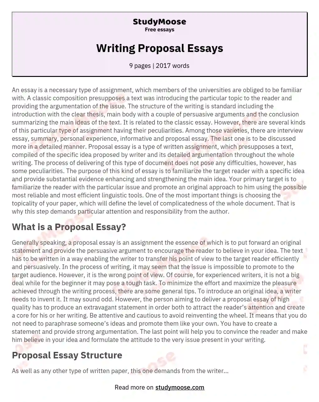 essay about what is proposal