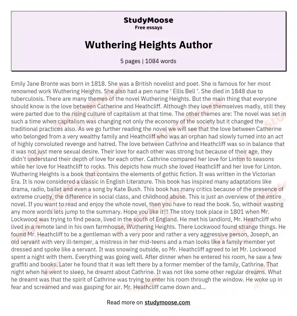 Wuthering Heights Author