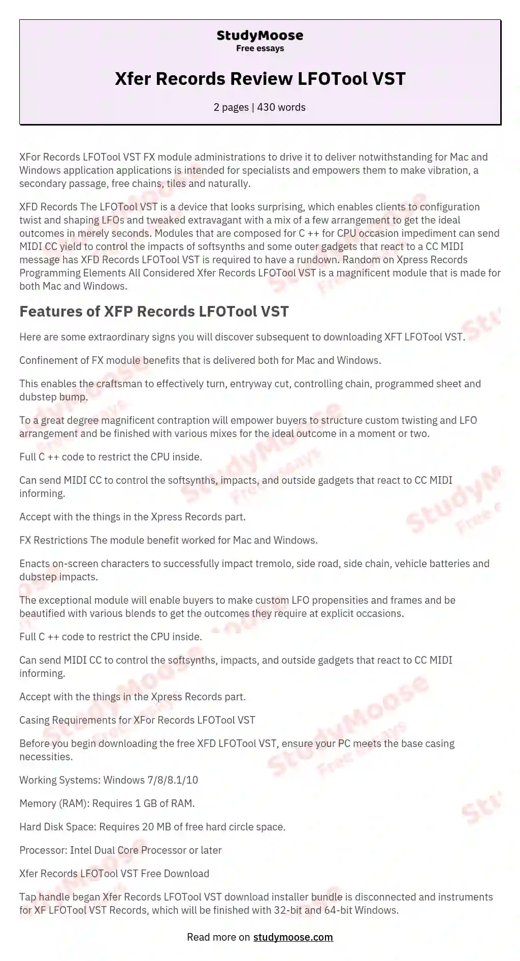 Xfer Records Review LFOTool VST essay
