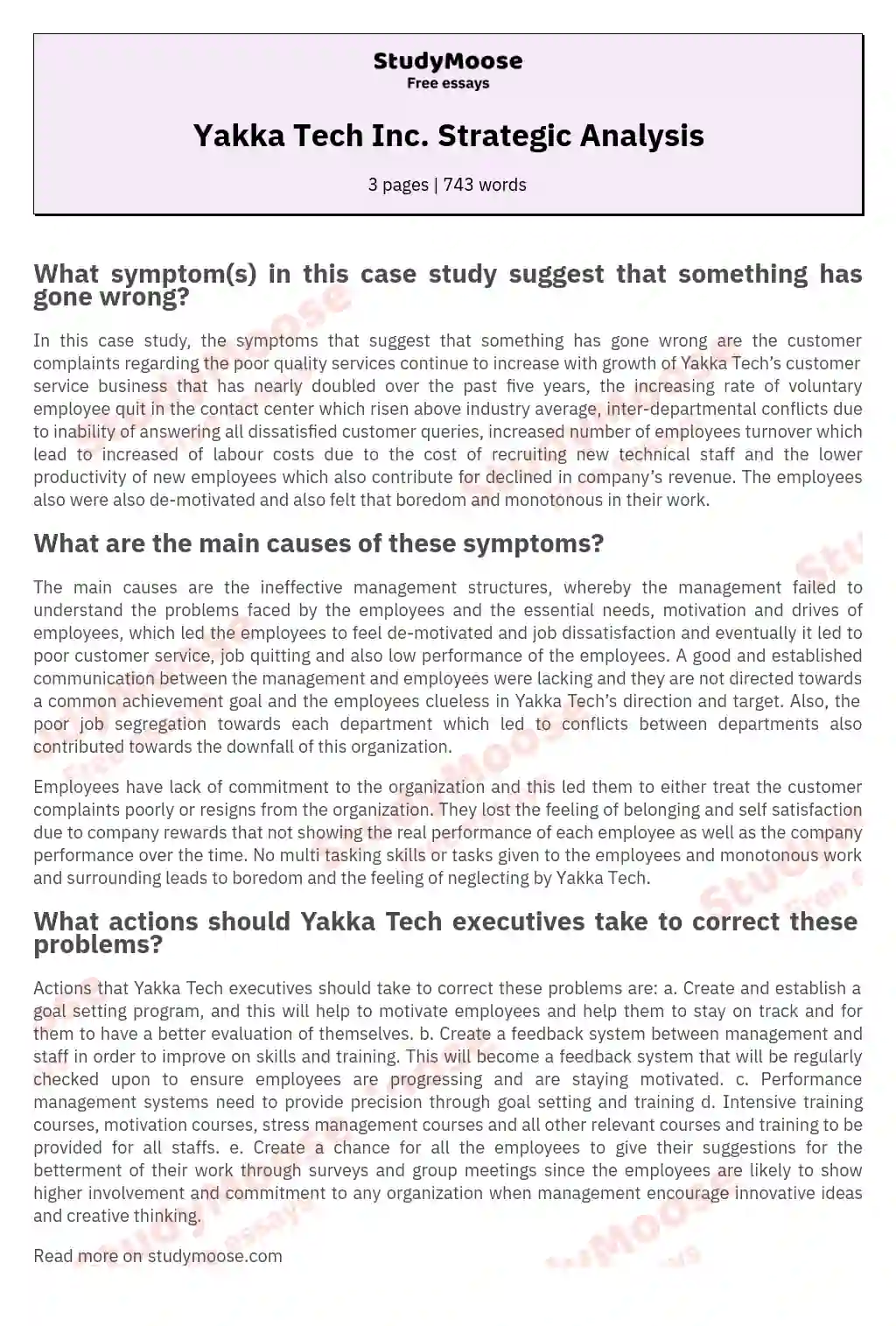 Yakka Tech Inc. Strategic Analysis essay