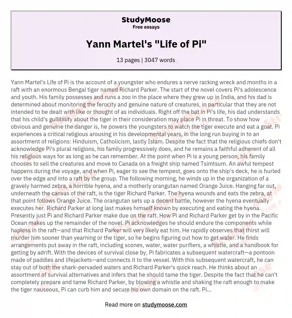 Yann Martel's "Life of Pi"