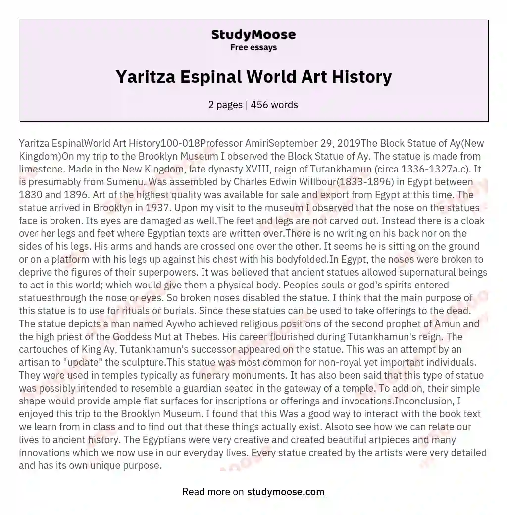 Yaritza Espinal World Art History