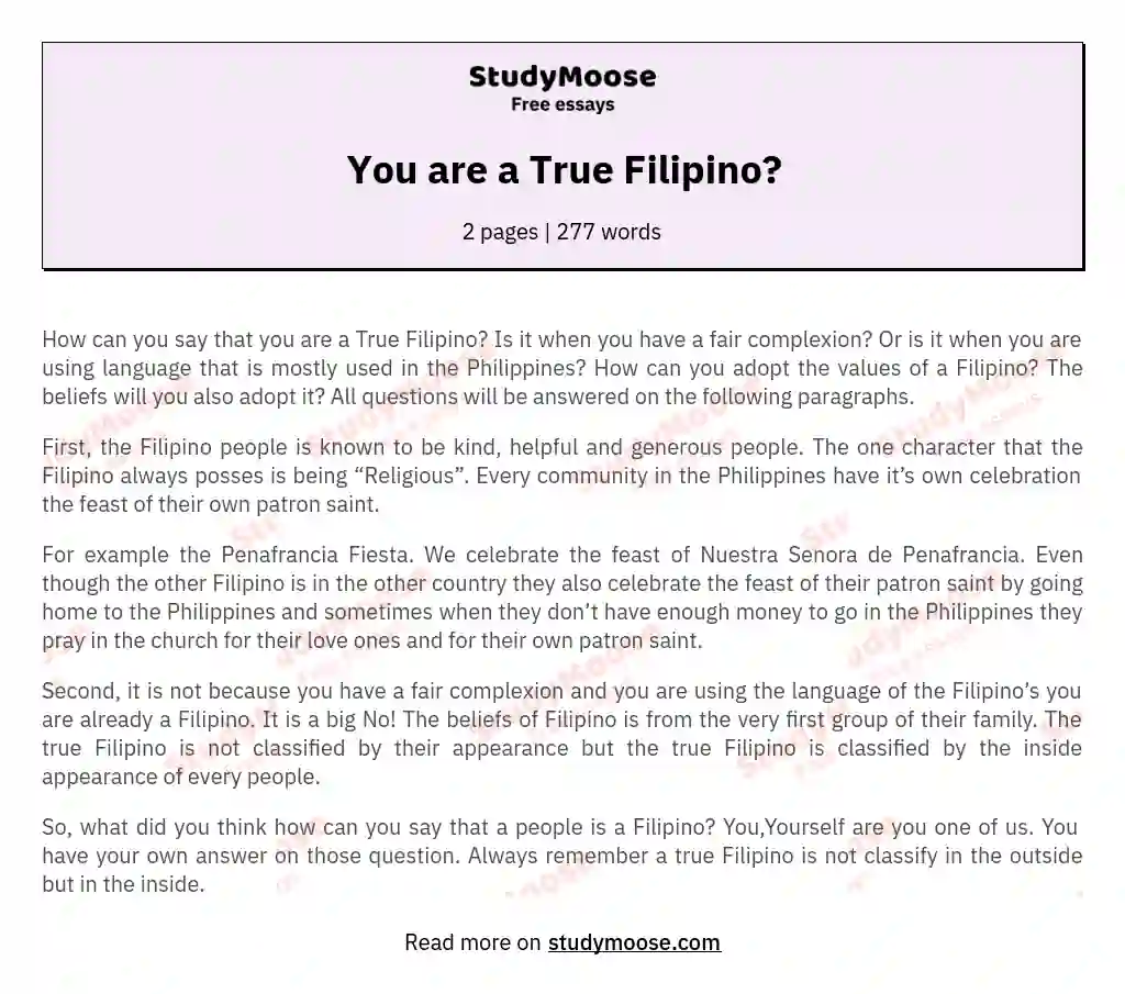 You are a True Filipino?