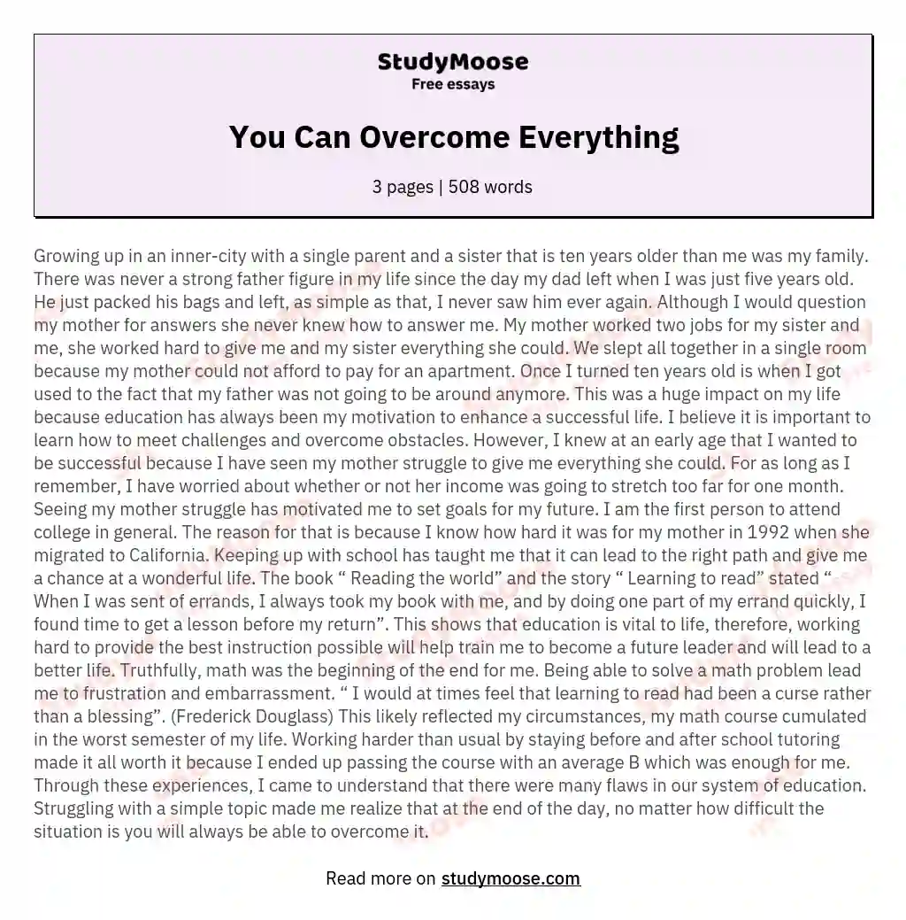 You Can Overcome Everything essay