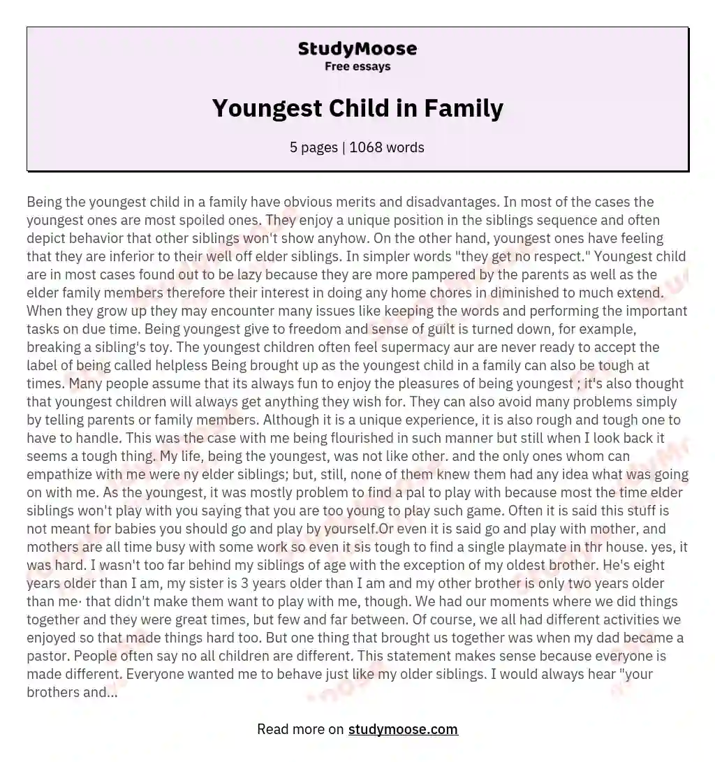 Youngest Child in Family essay