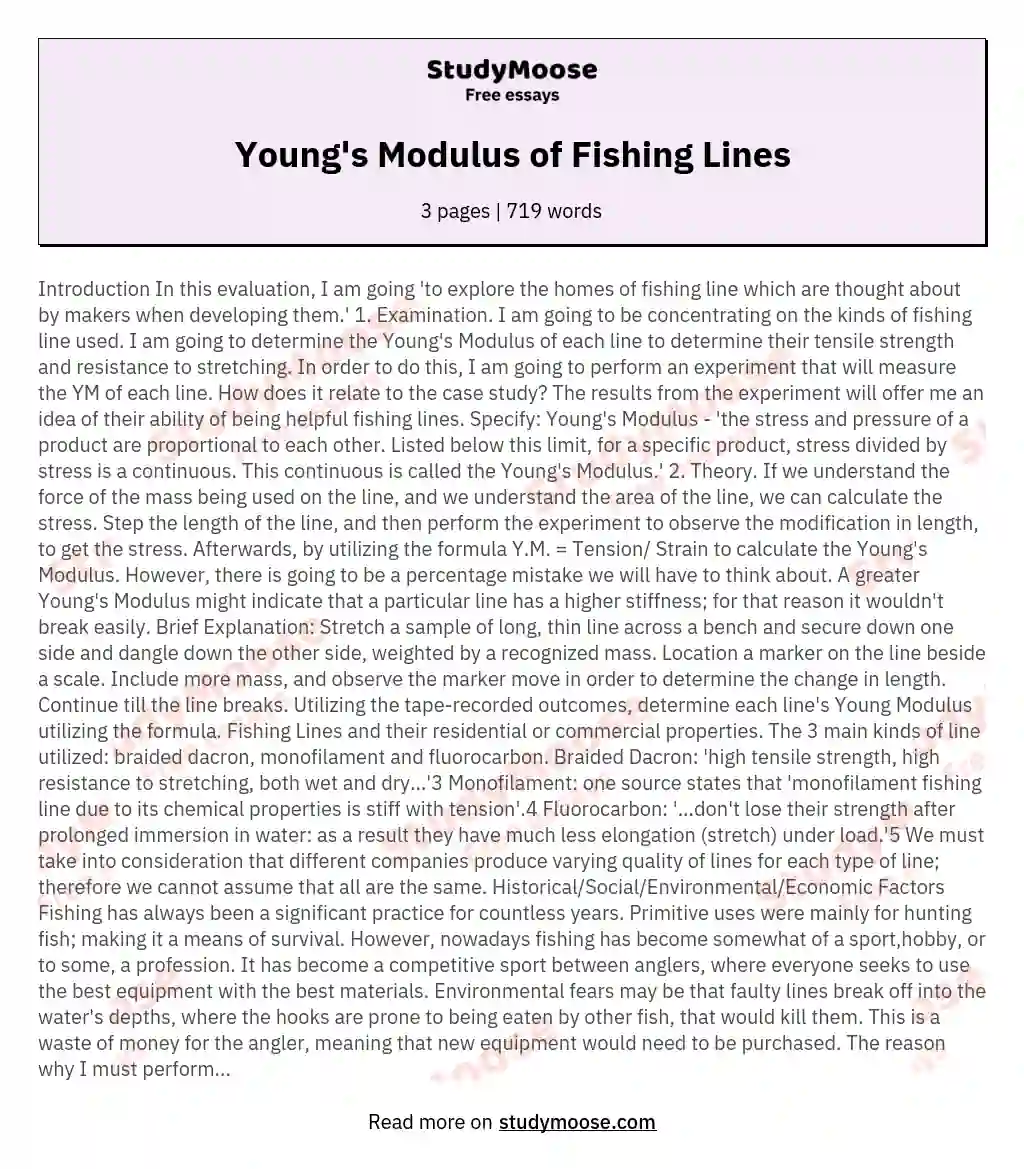 Young's Modulus of Fishing Lines