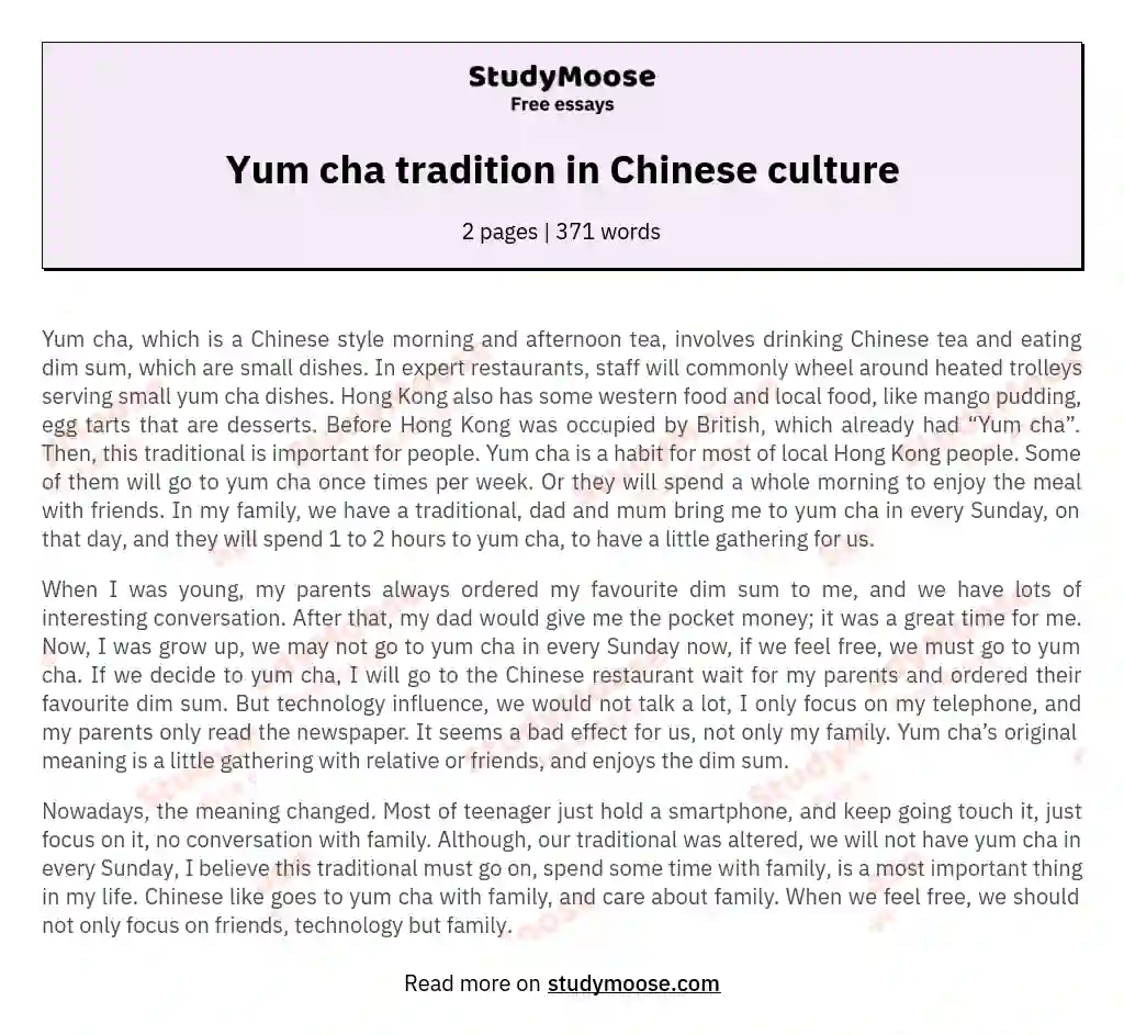 Yum cha tradition in Chinese culture