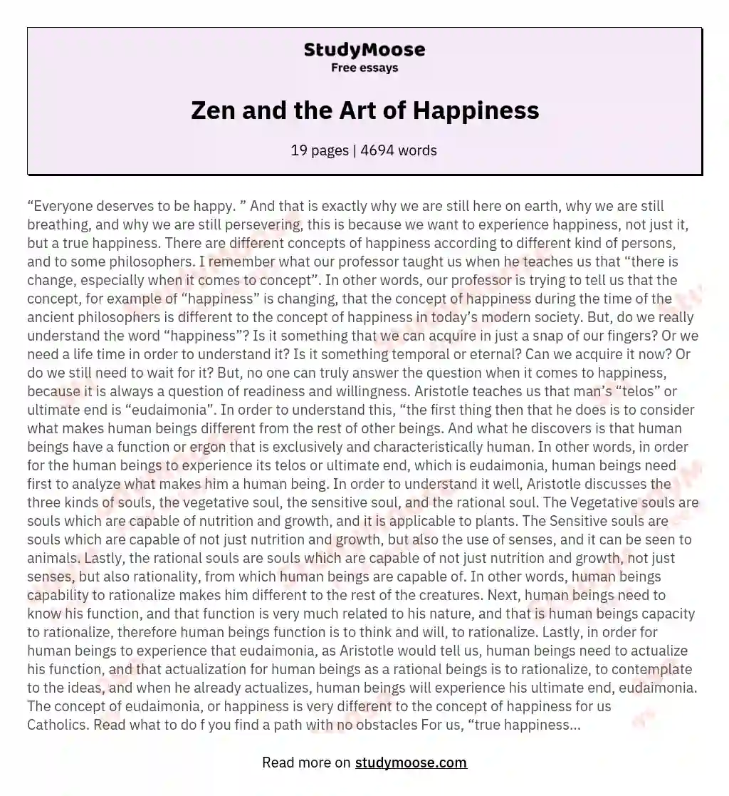 Zen and the Art of Happiness essay