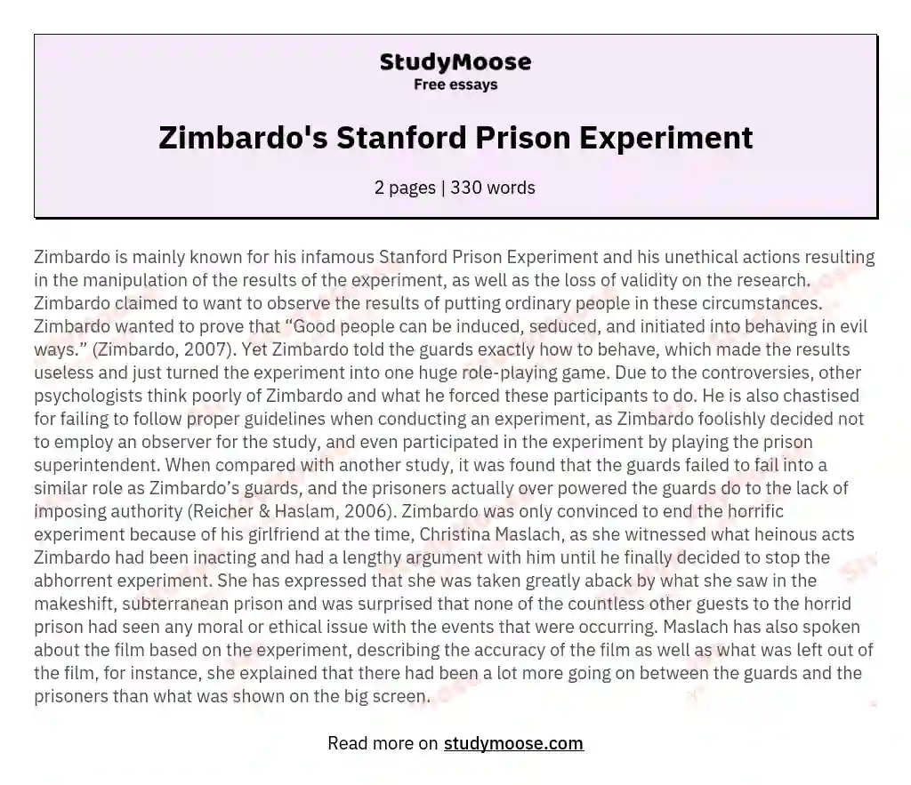 Zimbardo's Stanford Prison Experiment