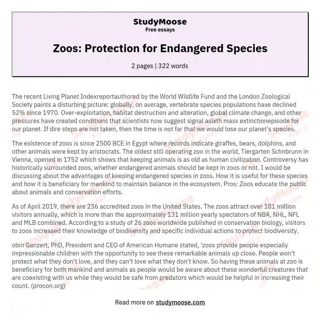 essay on endangered species 300 words in english