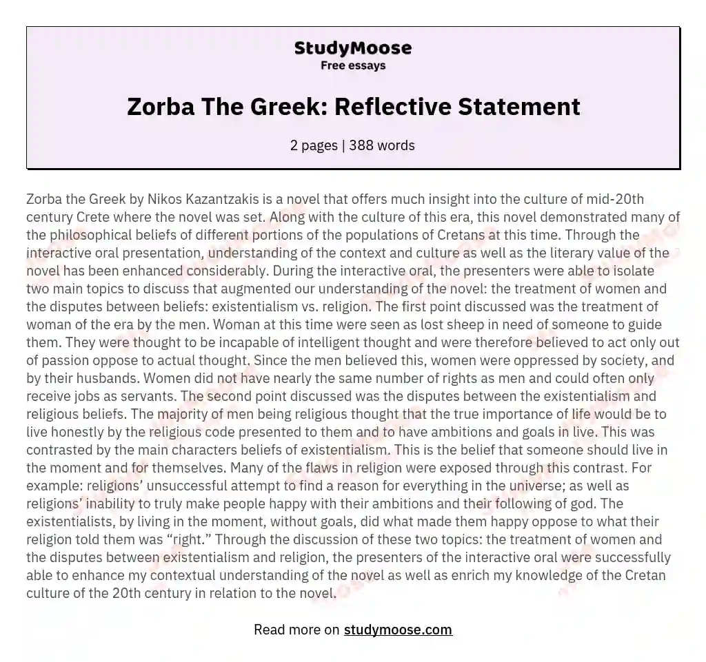 zorba the greek plot
