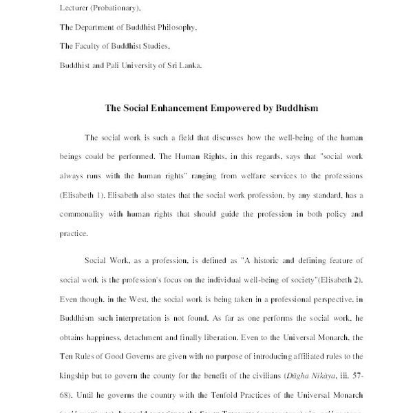 Buddhism And Social Work Essay Examples