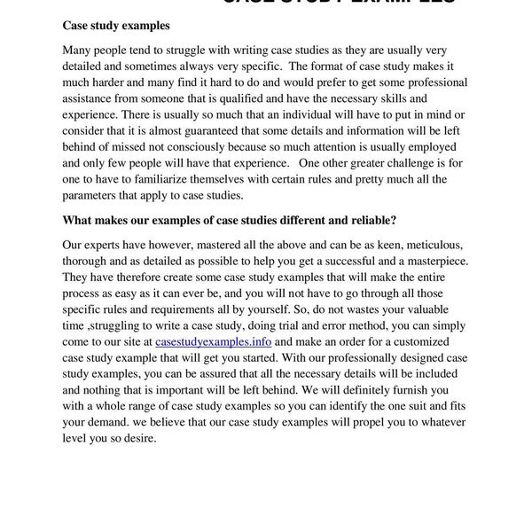 Case Study Examples Essay Examples
