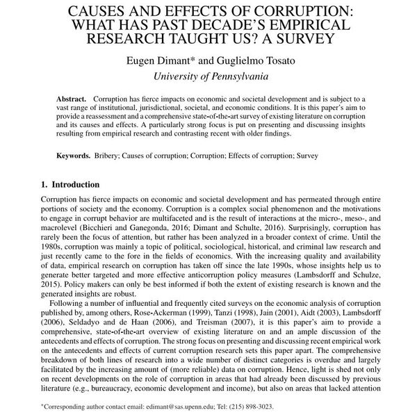 Causes And Effects Of Corruption Essay Examples