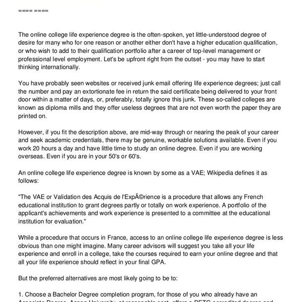 College Life Experience Essay Examples