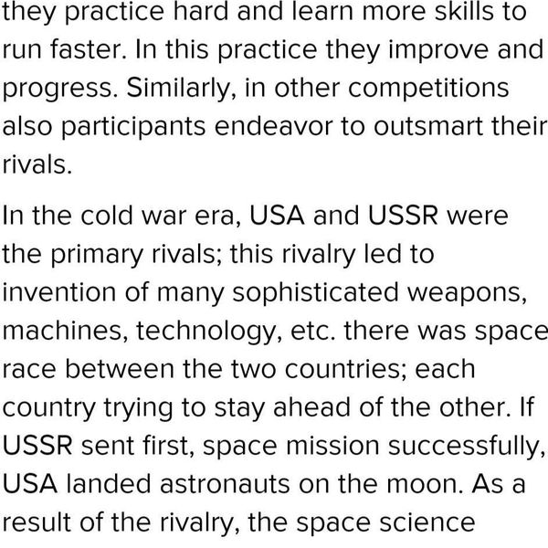 Competition Leads To Progress Essay Examples