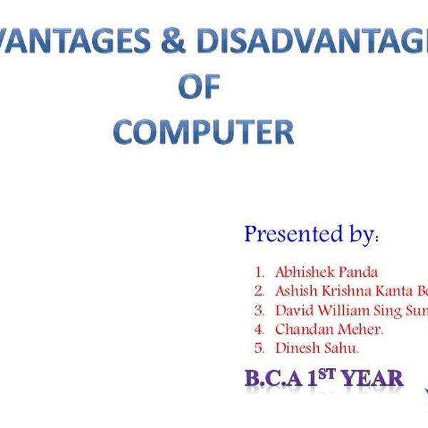 Computer Advantages Essay Examples