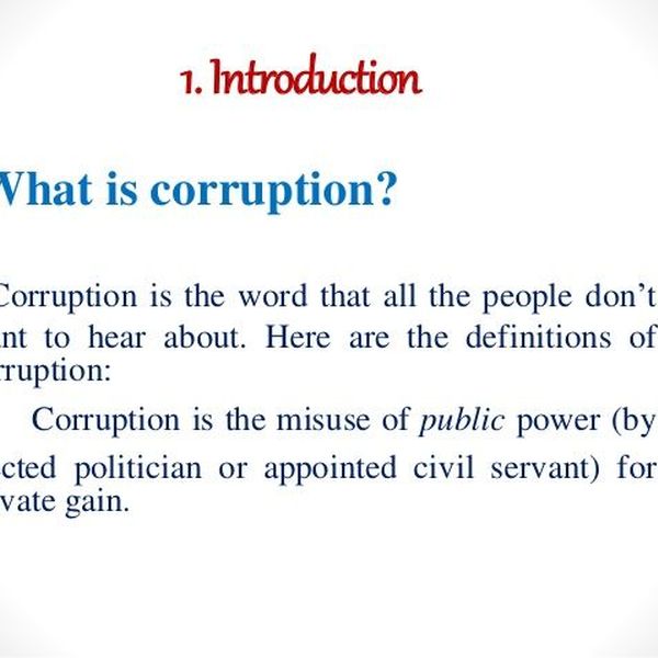 Corruption In Simple Words Essay Examples