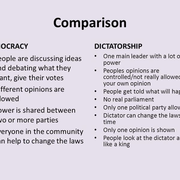 Democracy And Dictatorship Essay Examples
