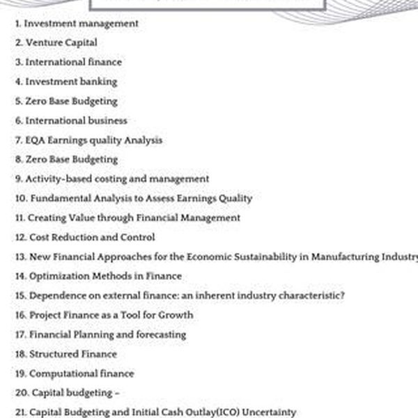 Finance Topics Essay Examples