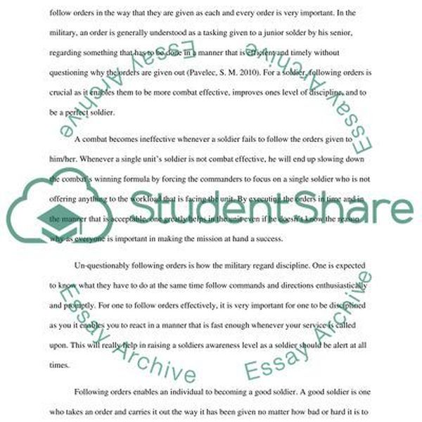 Following Instructions In The Army Essay Examples