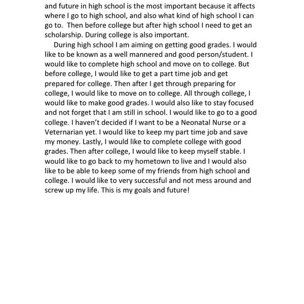 Future Goals After High School Essay Examples