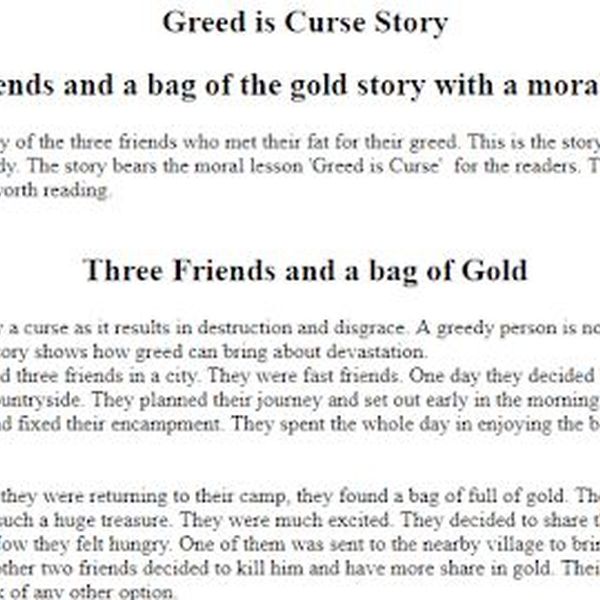 Greed Is Curse Essay Examples