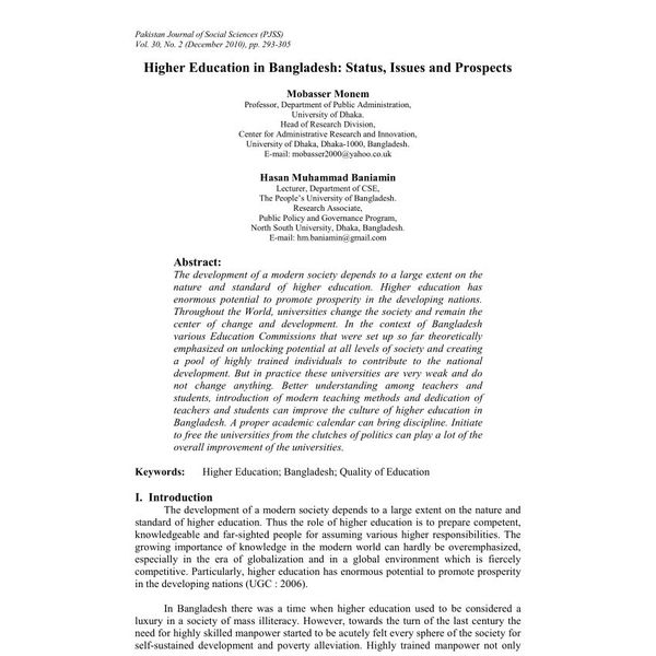 Higher Education In Bangladesh Essay Examples