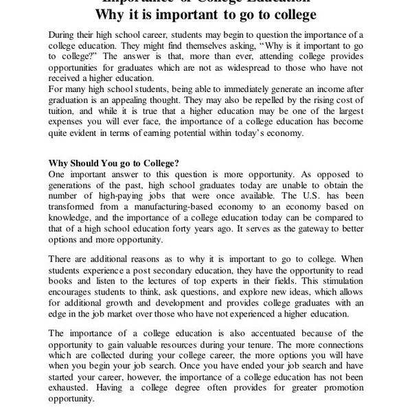 why is college important essay