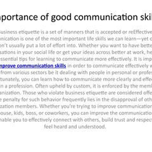 Importance Of Good Communication Skills Essay Examples