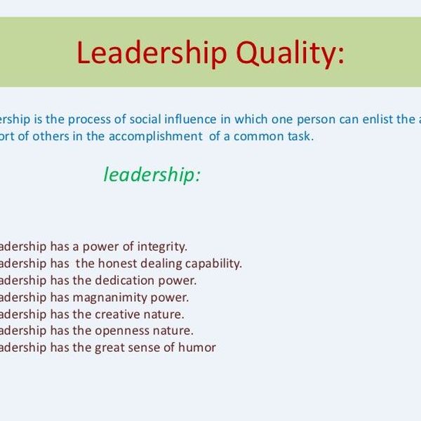 Leadership Quality Essay Examples