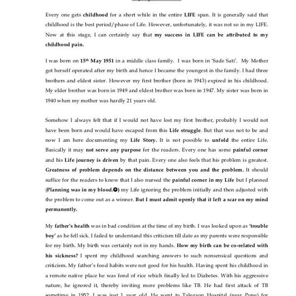 My Childhood Life Essay Examples