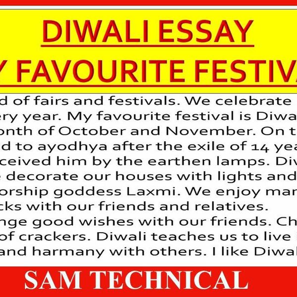 My Favourite Festival Diwali Essay Examples