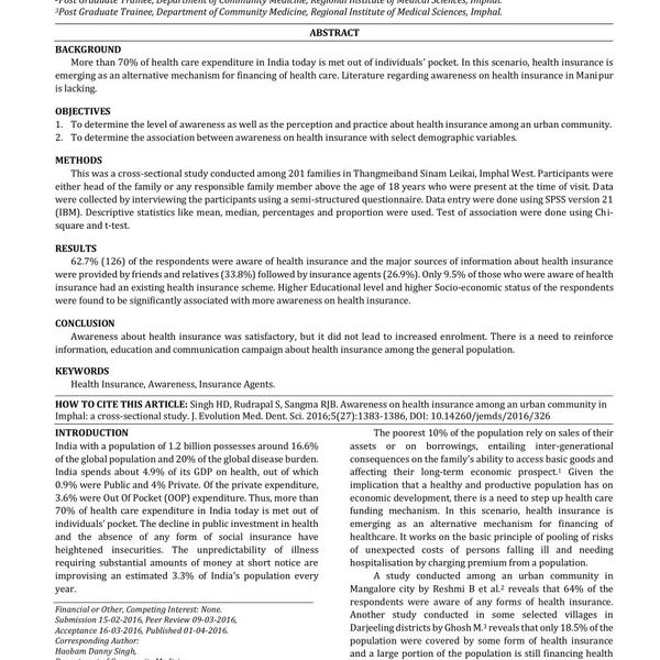 Need Of Awareness For Healthcare Essay Examples