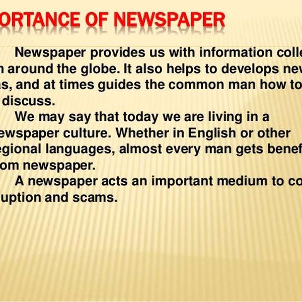 Newspaper Importance Essay Examples