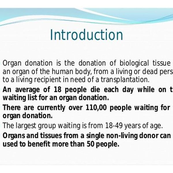 Organ Donation Introduction Essay Examples